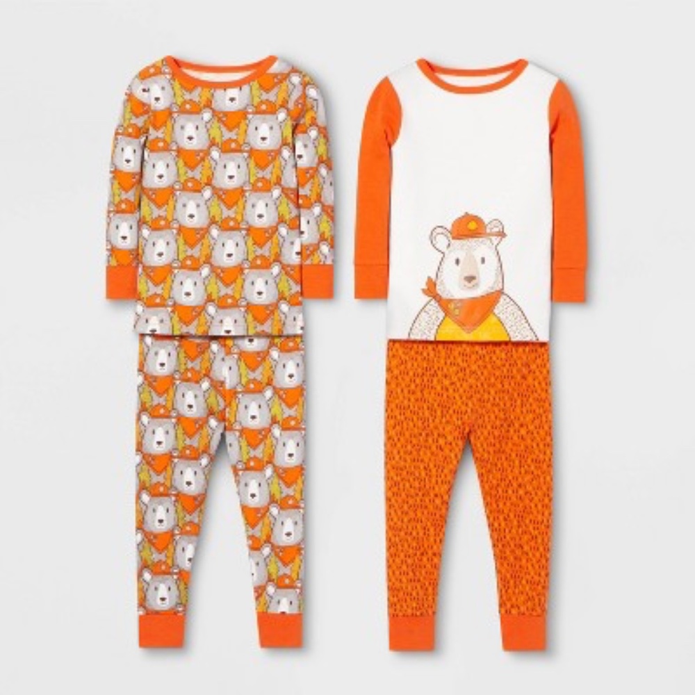 Cat & Jack Boys Orange Bear 3T Pajama Set